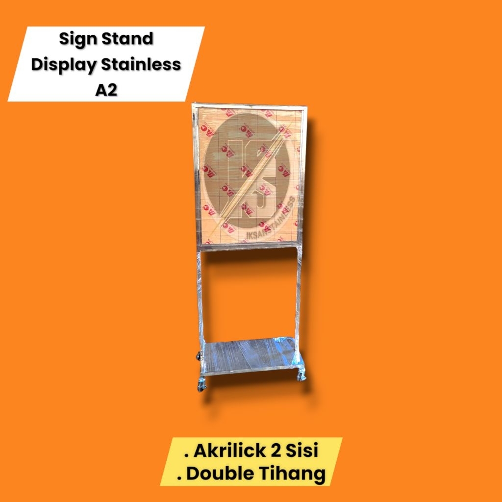 SIGN STAND DISPLAY STAINLESS / STANDING POSTER DOBLE TIHANG A2