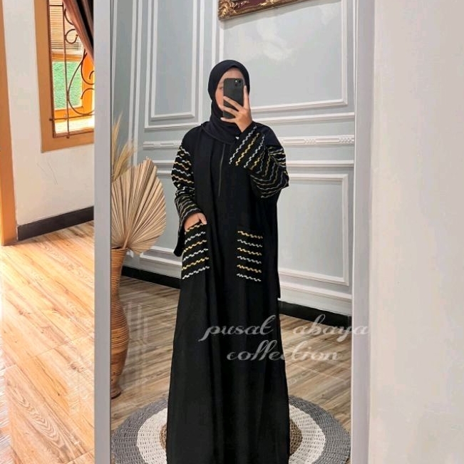 Abaya Bordir Saku gamis turkey sudi -jubah polos anak dan dewasa-dress terbaru dan kekinian-fashions