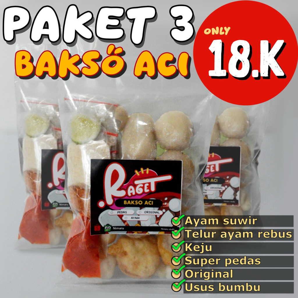 

BASO ACI BERBAGAI ISI RASA | AYAM SUWIR, USUS PEDAS HINGGA KEJU MOZARELLA | BAKSO ACI RAGET