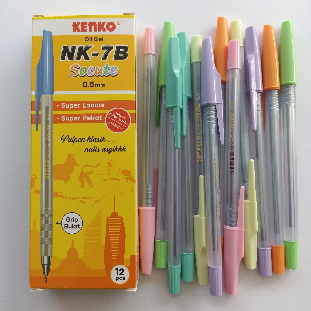 

Kenko NK-7B Socute | Ballpoint 0.5mm / Pen / Ball Point / Oil Gel Grip Bulat
