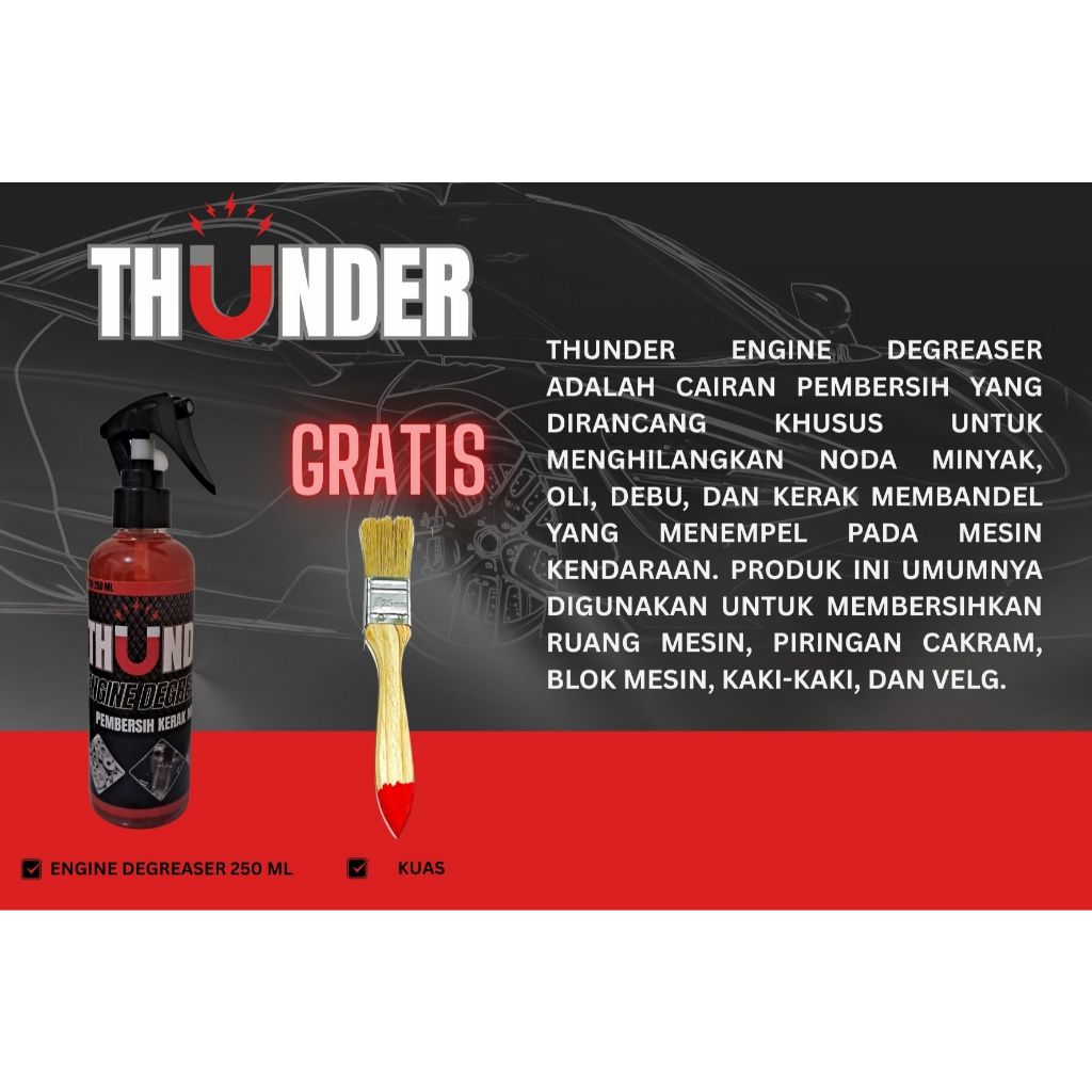 PEMBERSIH KERAK MESIN ENGINE DEGREASER THUNDER 250 ML