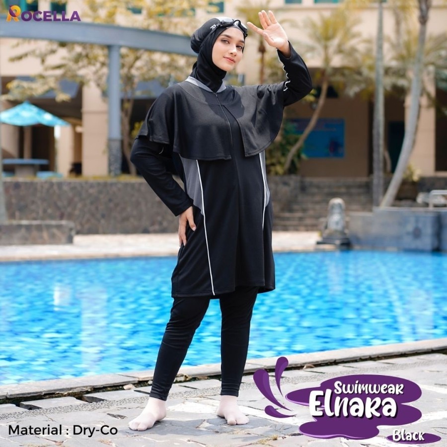 Baju Renang Muslimah Dewasa Rocella Elnara - Baju Renang Syari Dewasa Lengan Panjang - Baju Renang M