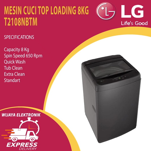 Washer LG T2108NBTM - Mesin Cuci LG Top Loading 8KG T2108NBTM