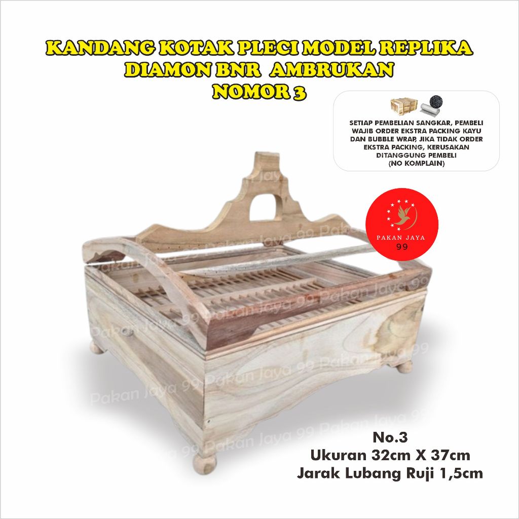 READY SANGKAR KOTAK PLECI REPLIKA DIAMON BNR NO 3 AMBRUKAN BONGKAR RAKIT SENDIRI KANDANG BURUNG KCL