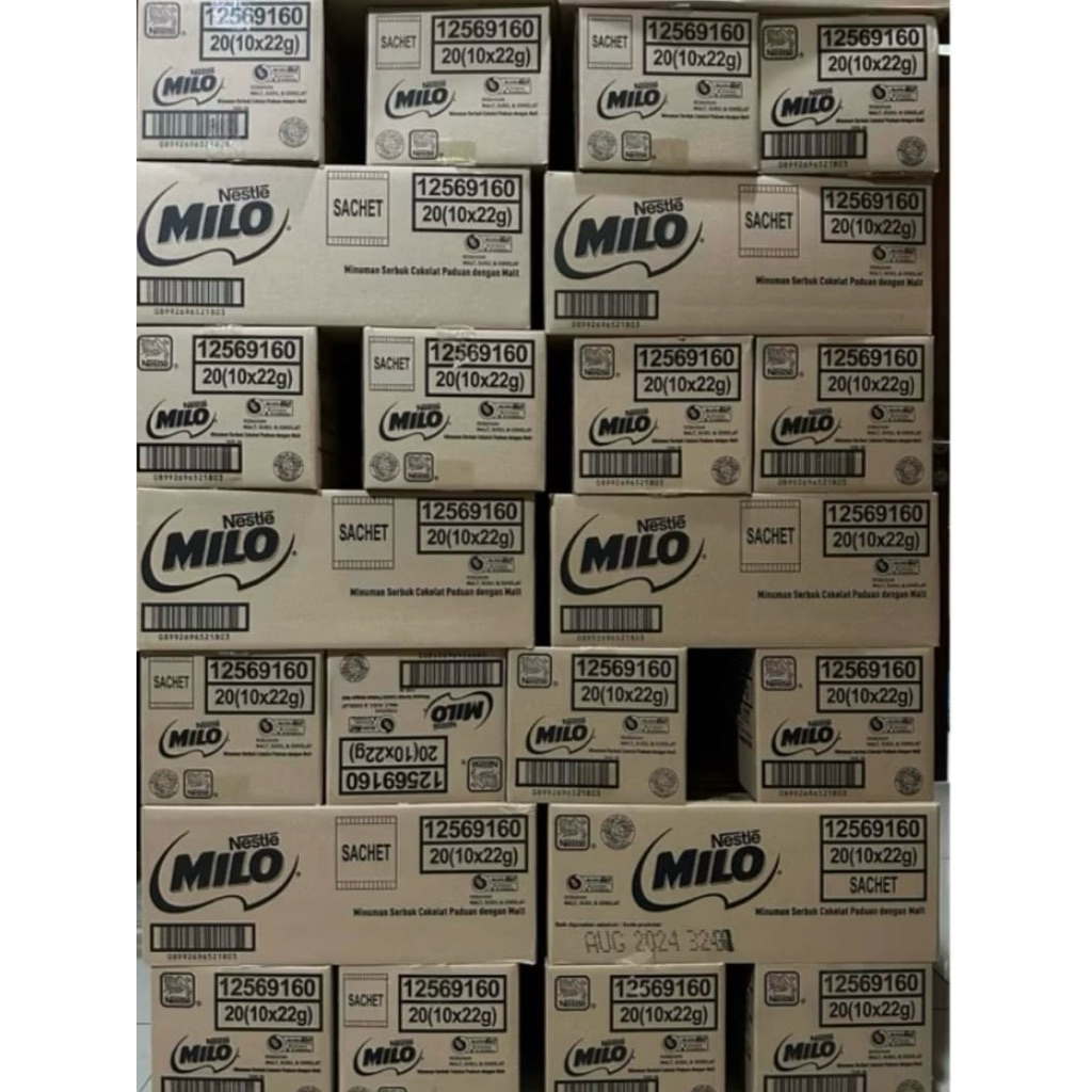 

KARTON NESTLE MILO Active Go Susu Coklat Karton Kardus 20 Renceng (10Sachetx22gr)
