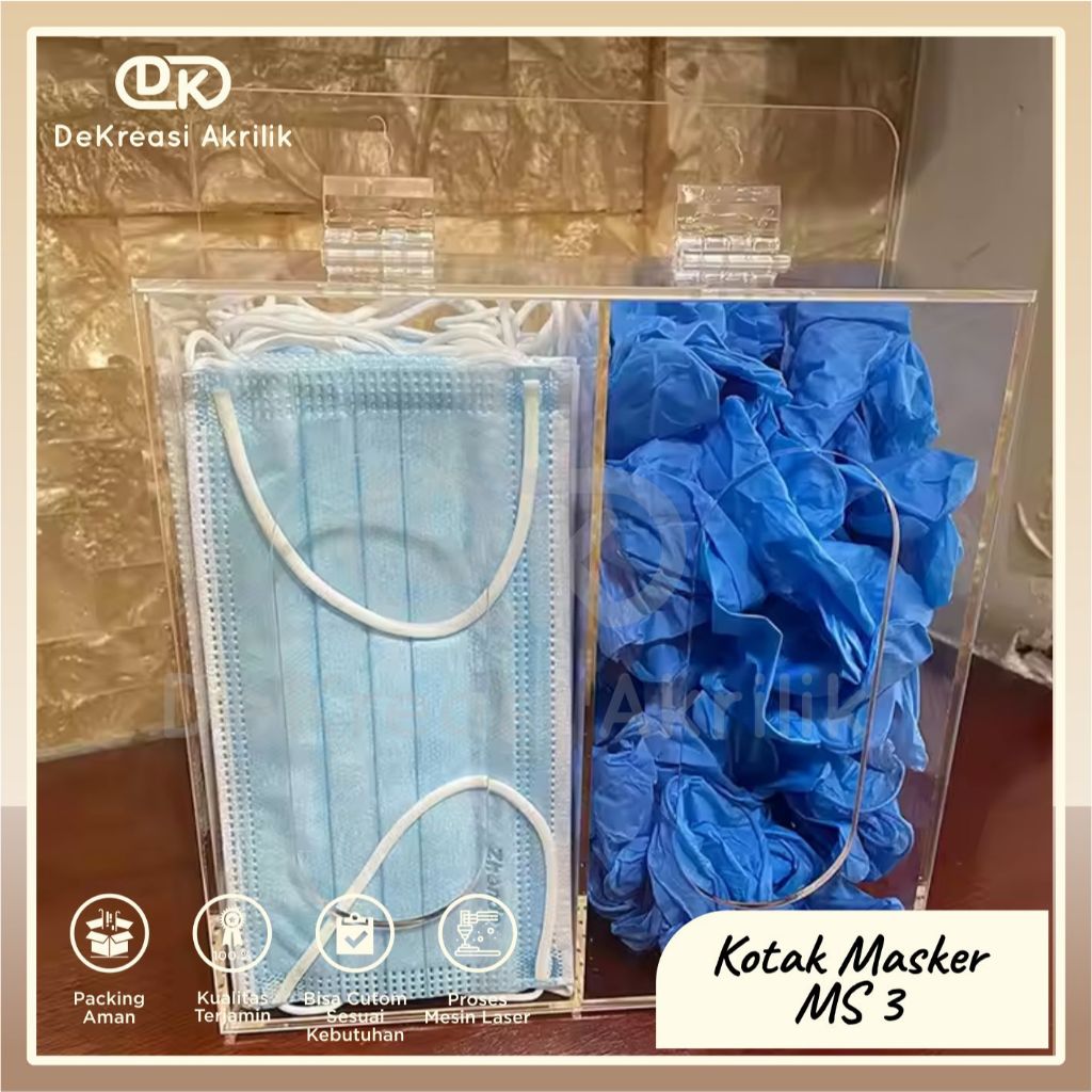 Kotak Masker Akrilik 2 Sekat | Box masker gantung  meja / Kotak Masker MS3