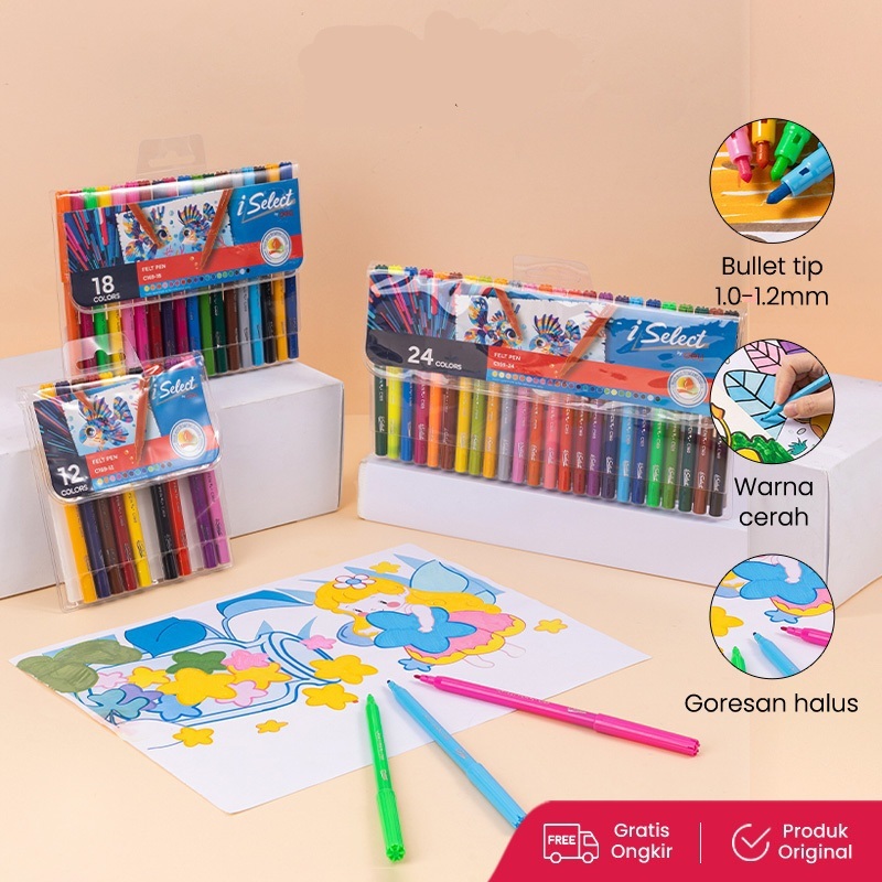 

Deli Colour Pen Marker SET iSelect 12 18 24 Colours / Spidol Pen 12 Warna 18 Warna 24 Warna Deli i-Select SET Anak EC169