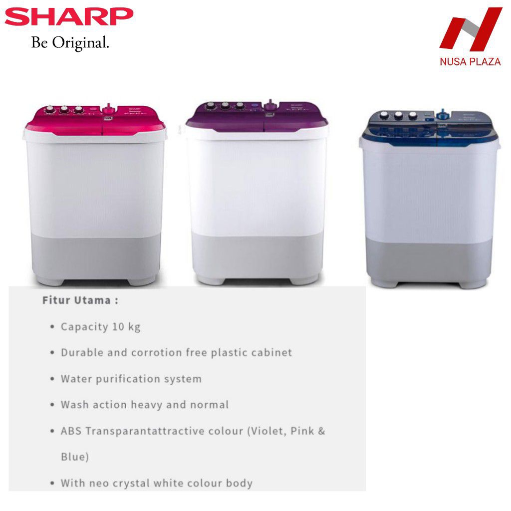 MESIN CUCI SHARP 2 TABUNG 10 KG / 10KG ES-T1090