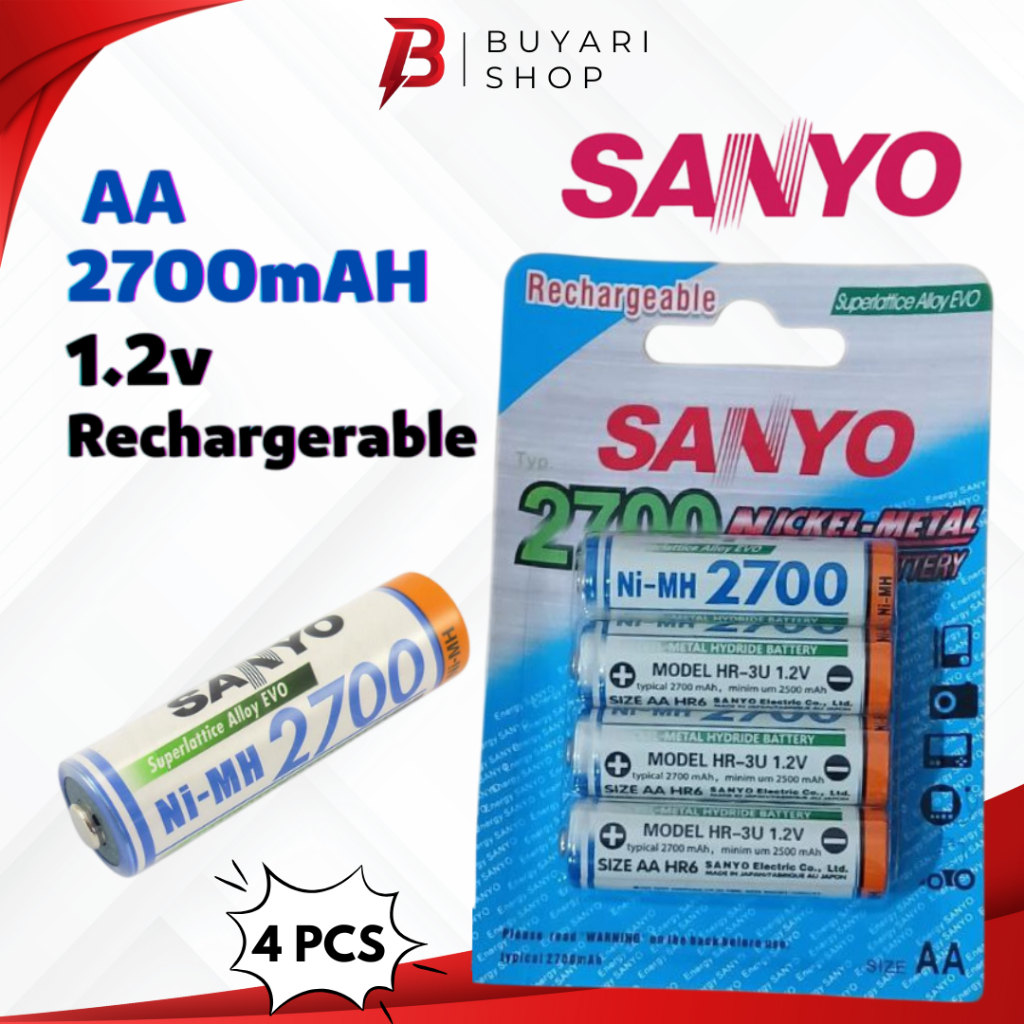 COD Baterai AA Sanyo Isi 4 Rechargeable Cas Charger Charge Recharge Tamiya Murah Sony Sanyo Batre AA