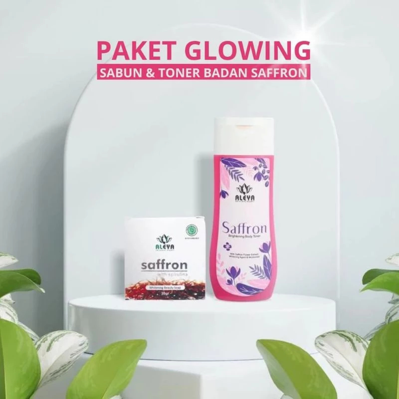 PAKET SKINCARE ALEYA || PAKET GLOWING ALEYA, Sabun Saffron Aleya [20gr] + Body Toner Saffron Aleya [