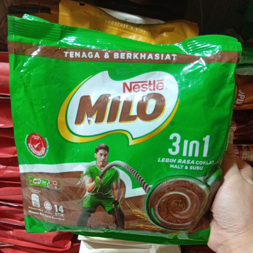 

Nestle milo 3in1 coklat milo 1pax isi 14 saset ori malaysia