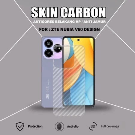 A - Skin Carbon CLEAR ZTE Nubia V60 Design Anti Jamur gores belakang hp handphone bening SCREEN PROT