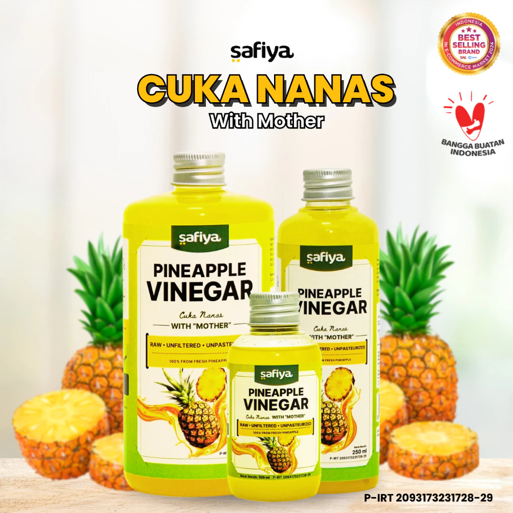 

Safiya Cuka Nanas 500 mL - 250 mL- 100 mL / With Mother Pineapple Vinegar