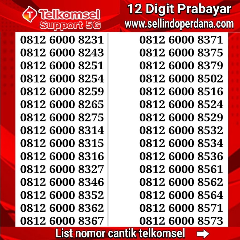 Nomor cantik telkomsel support 5G simpati red