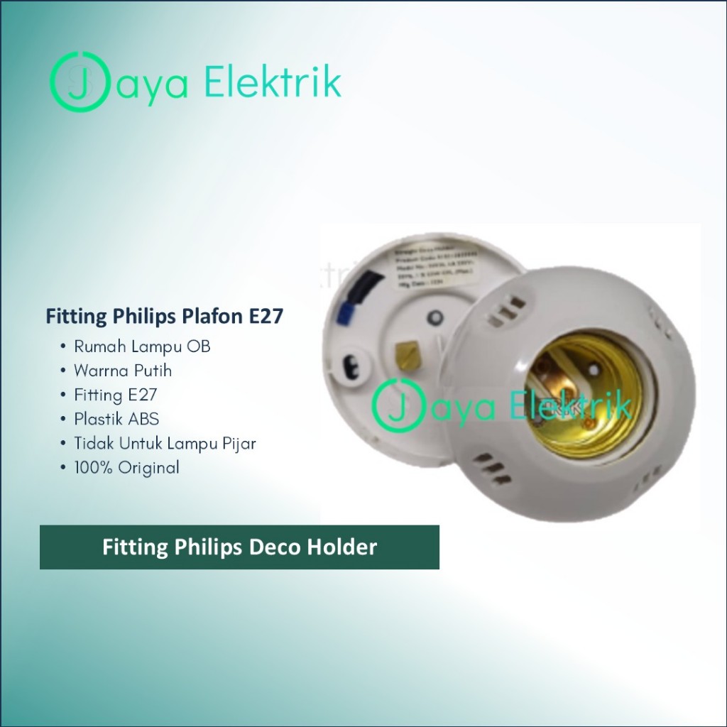 Fitting Plafon PHILIPS Deco Holder Putih E27 - Rumah Lampu PHILIPS Essential Grosir