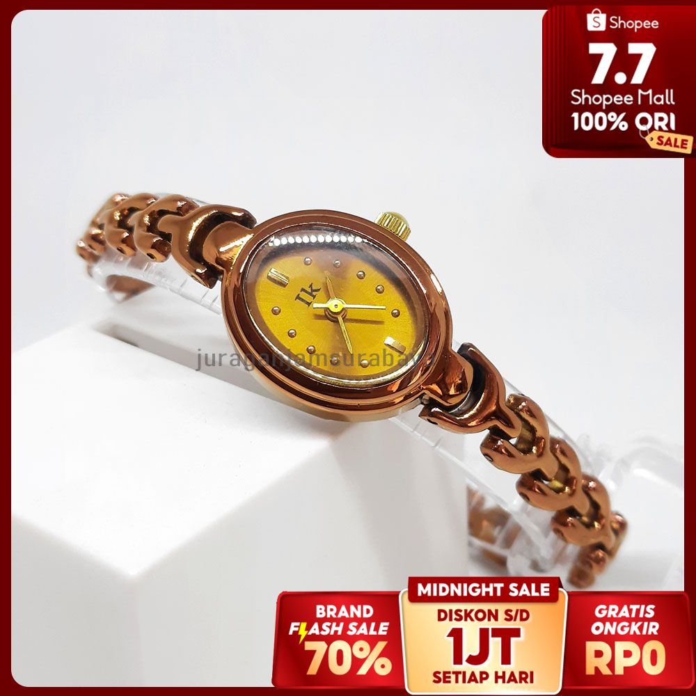 Jam Tangan Fashion Wanita Anggun Aksesoris Pesta IK1027 Starlight Steel Brown Gold