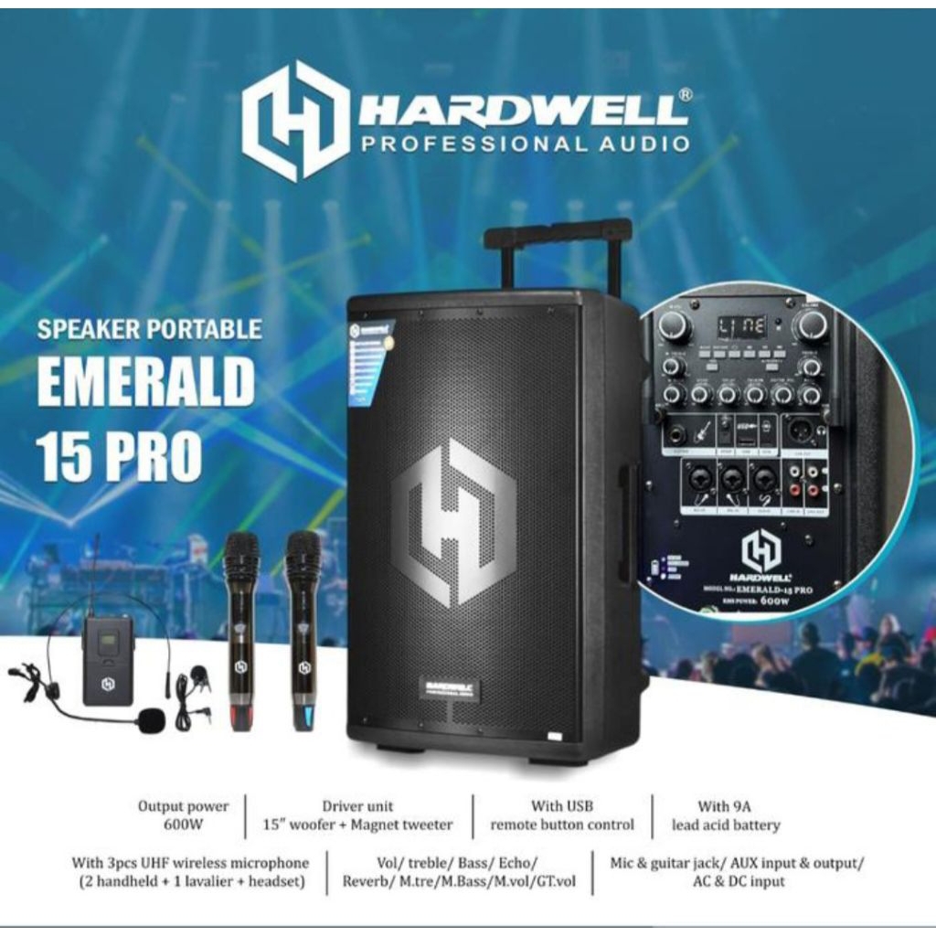 Speaker aktif portable 15 inch hardwell emerald 15pro original