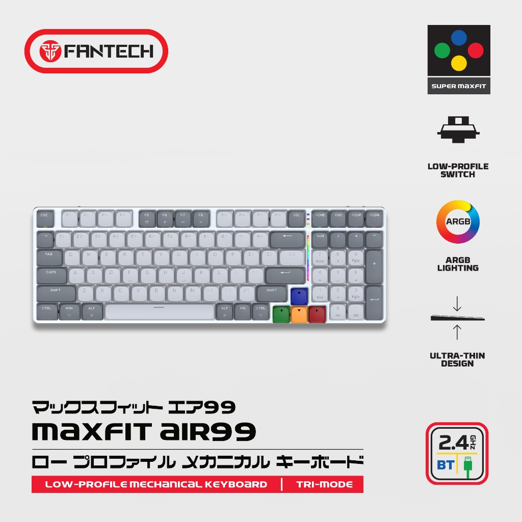 Fantech SUPER MAXFIT AIR LP MK916 / MK 916 Wireless Gaming Keyboard Low Profile Tri Mode Connection