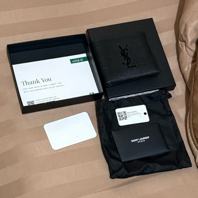 saint laurent monogram croco embossed wallet