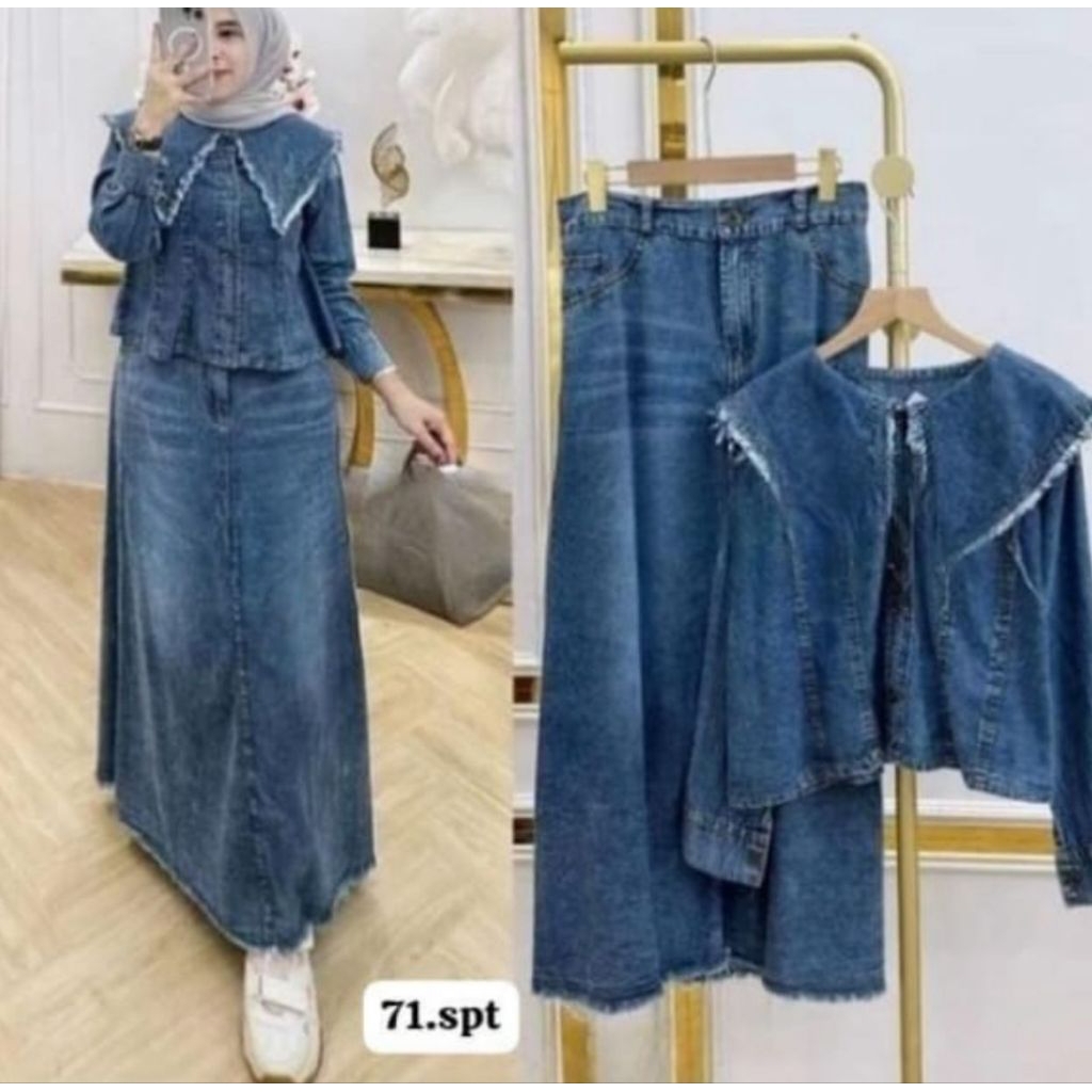SET JEANS / SETELAN JEANS / SETROK JEANS LD115 BB45-75KG