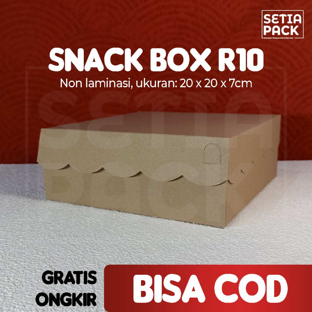 

Dus Kotak Nasi Catering Renda Coklat Kraft 20 x 20 NON LAMINASI Snack Box Tutup Sambung R10