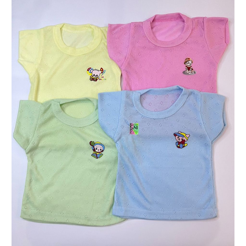 Baju Bayi Kaos Oblong Bayi Harian Warna DTF Laki-Laki Perempuan Bahan Adem