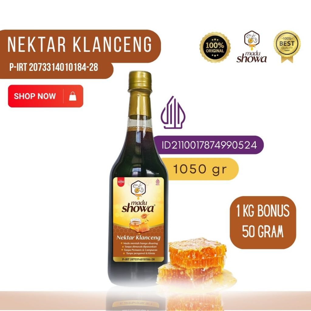 

Madu Showa - Madu Murni Nektar Klanceng 1 Kg Bonus 50 Gram - Asli 100 % Dinkes dan Halal
