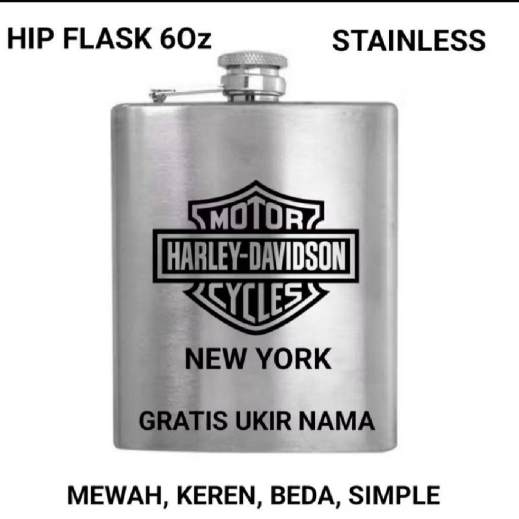 Hip Flask Botol Minum Keren Stainless 6Oz Gratis Grafir Nama