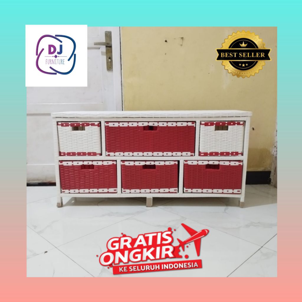 (Ready Stock) Meja TV Jasmine Rotan Sintetis Lemari Bufet Jasmine Rotan Sintetis Serbaguna Termurah