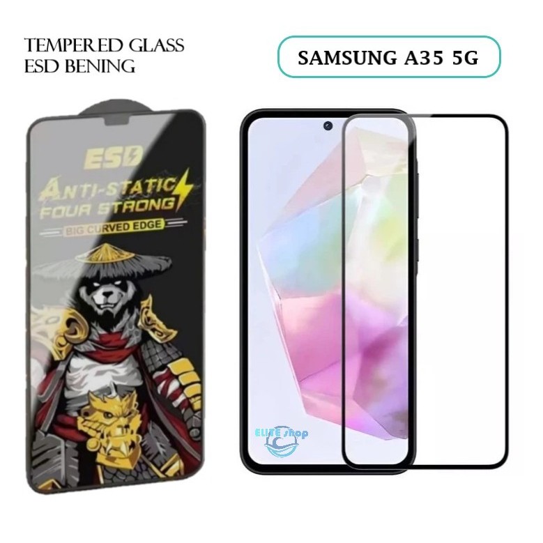 SAMSUNG A35 5G TEMPERED GLASS PREMIUM -TG ANTI STATIC ESD Tempered Glass ESD Full Cover Anti Static 