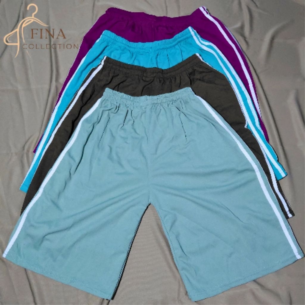 Celana kolor pendek Pria wanita dewasa Training Bahan kaos triple lis lis 3 kolor santai rumah Jumbo