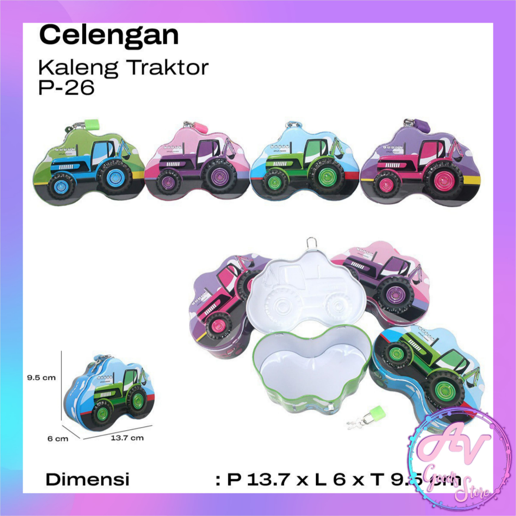 Celengan Kaleng Traktor P26 / Celengan Kaleng Gembok Kunci / Souvenir Celengan Anak FAncy