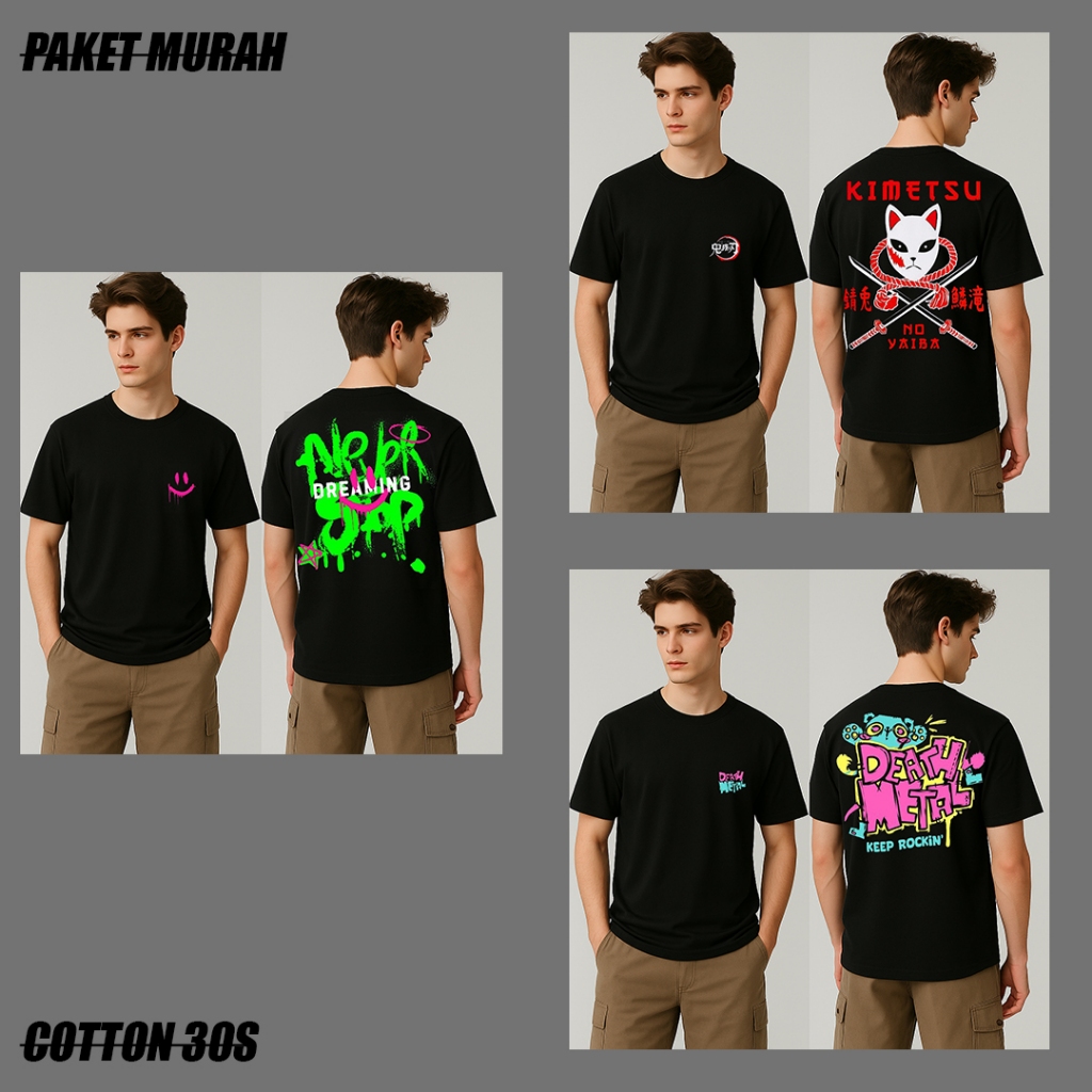TShirt Kaos Pria Unisex Kaos 3 pcs 100 Ribuan Kaos Wanita Murah Kaos Distro Kaos Distro Cowok Polos