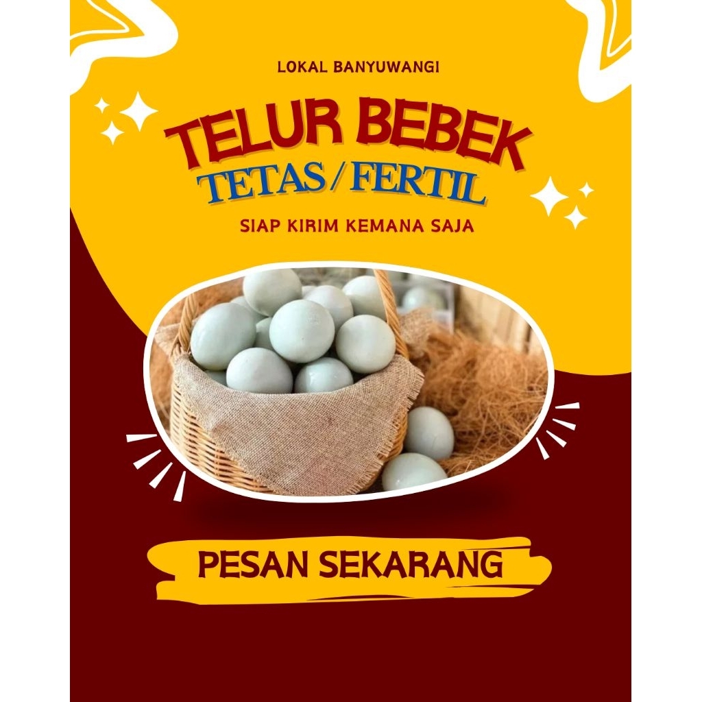 

TELUR BEBEK FERTIL (TETAS) LOKAL BANYUWANGI