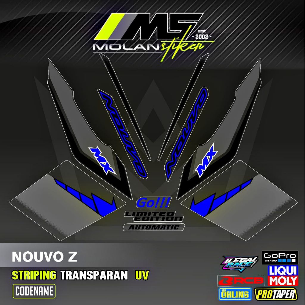 Decal Sticker Striping Variasi Transparan Uv Nouvo Mx Go Nouvo Z Yamaha Nouvo 110 Striping Nouvo Tra