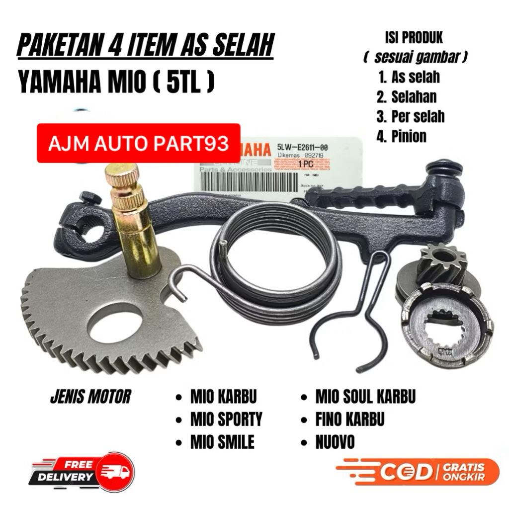 PAKET AS SELAH KUMPLIT 1SET YAMAHA MIO SPORTY/SMALE NOUVO FINO KARBU MIO SOUL KAEBU YGP 5TL ( 4 MACA