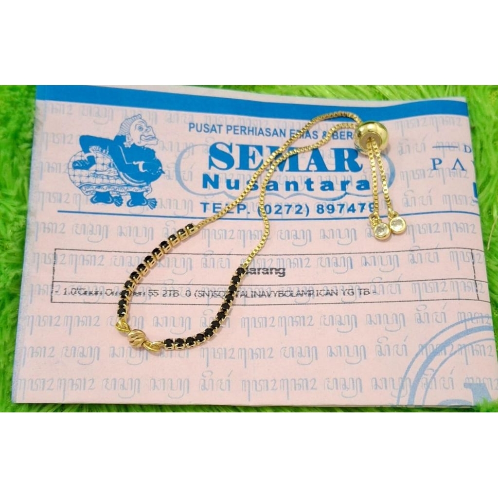 Gelang Tali Serut Gold Batu Hitam Variasi Mrican Semar Nusantara