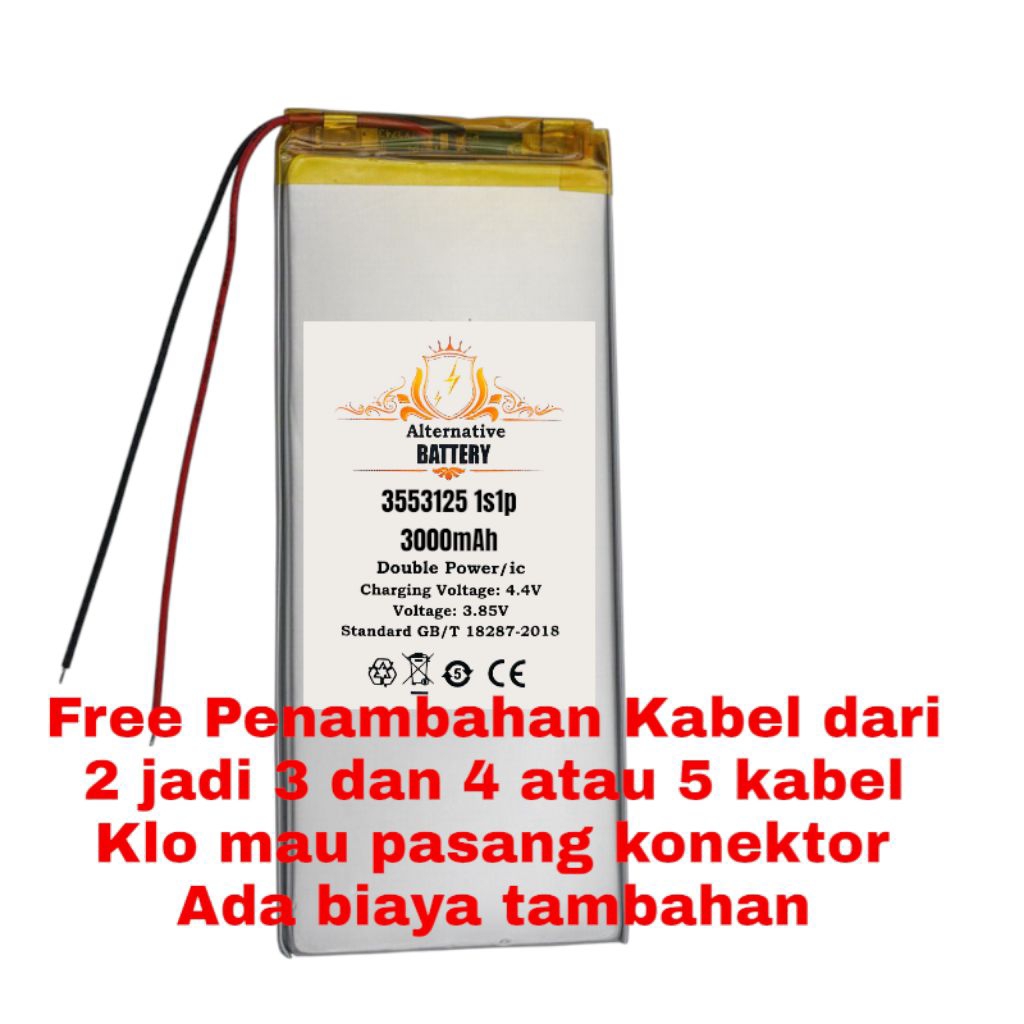 Batrai 3553125 1s1p Lipo 3.7v Batre Polymer 3,7v  Batrei 1s1p Baterai Powerbank Battery power Bank A