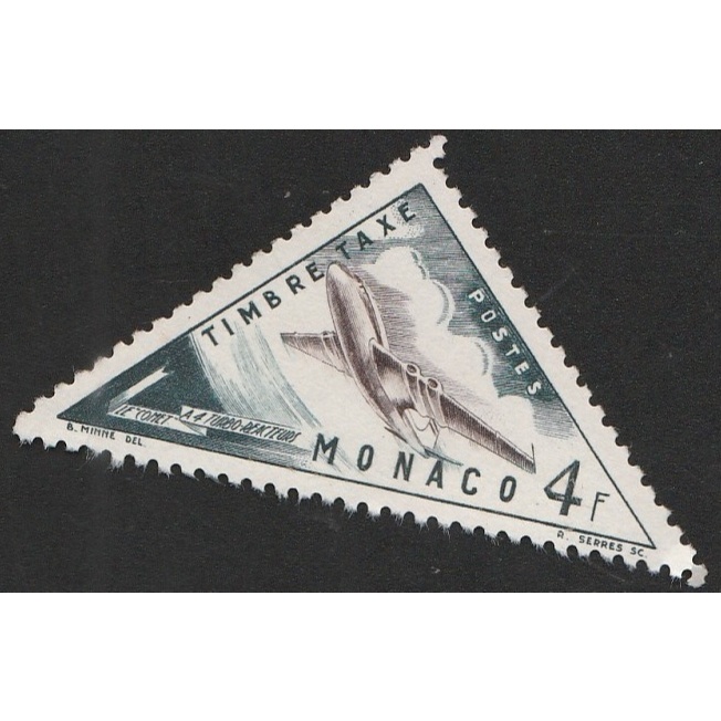 

a 12402 SATU BUAH PRANGKO BERBENTUK SEGITIGA MONACO NOMINAL 4F TEMA PESAWT TEBANG DENGAN KONDISI BELUM ADA CAP