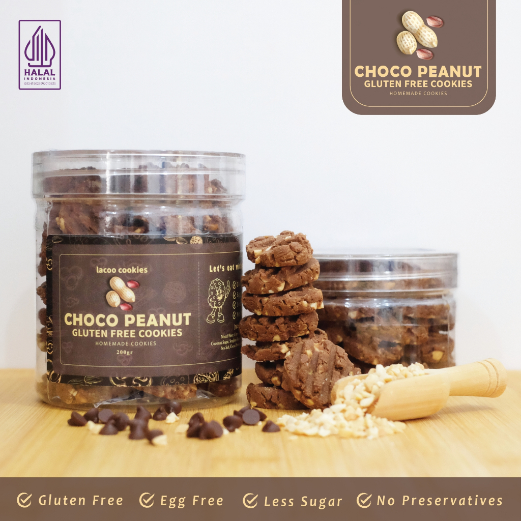 

Choco Peanut Cookies 200gr - Gluten Free Cookies - Egg Free - Lacoo Cookies