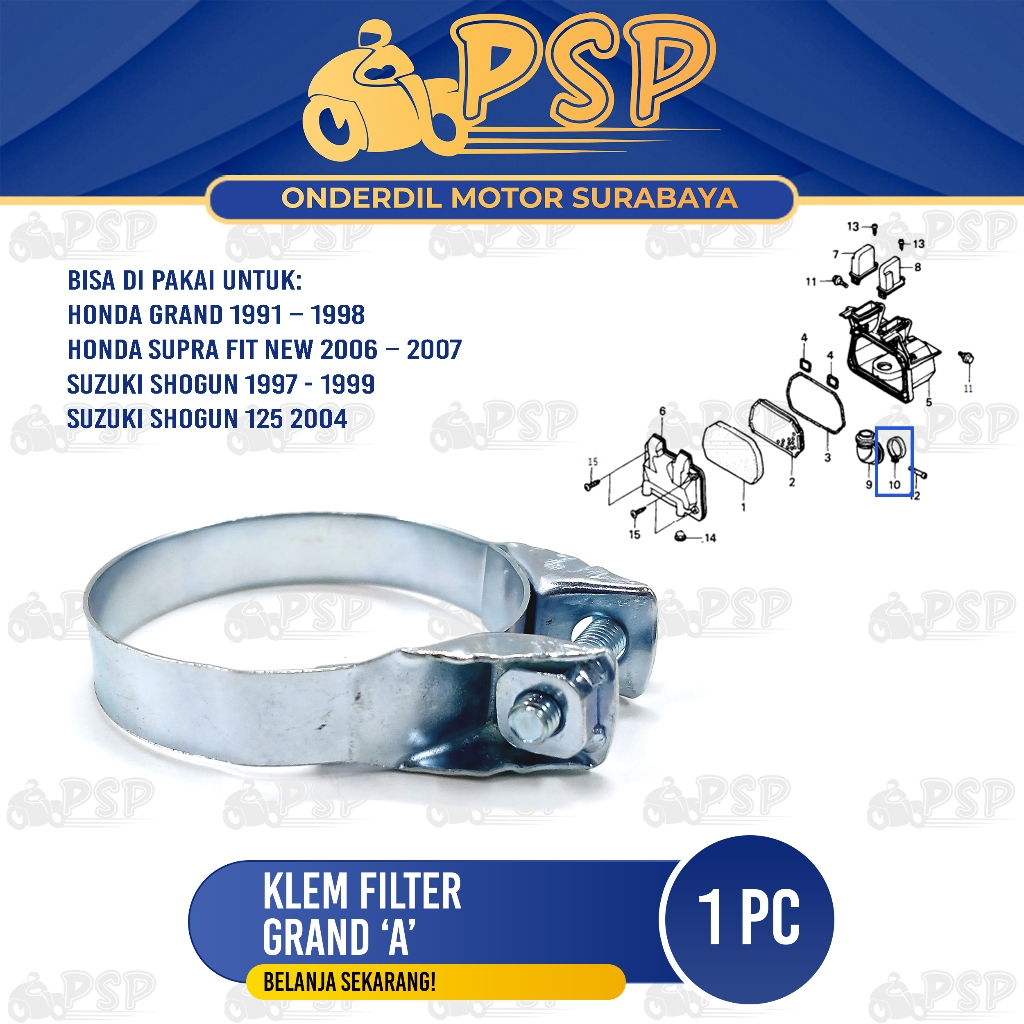 Klem Filter Grand "A" - Kleman Karet Filter Karbu Karburator Kecil Karisma Jupiter Shogun (Mur Las)