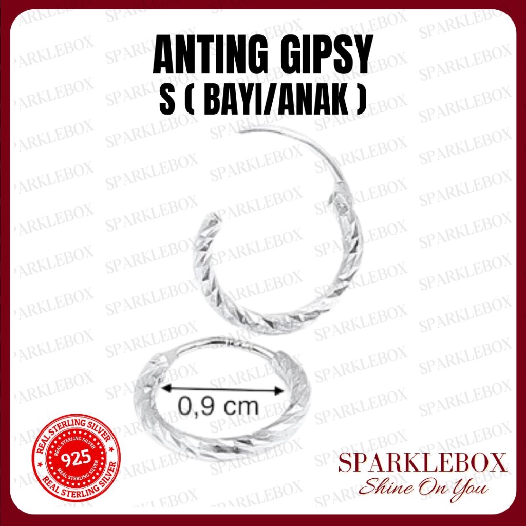JKI Anting Perak Gipsi - Anting Perak Asli - Anting Silver Gipsy - Anting Perak Anak - Sparkle Box