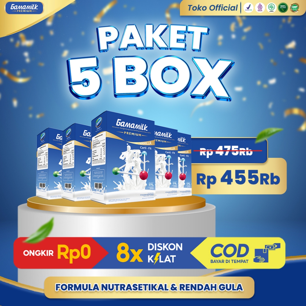 

5 BOX GAMAMILK PREMIUM - Susu Etawa Ekstrak Kolagen Bebas Nyeri Sendi Cegah Osteophorosis