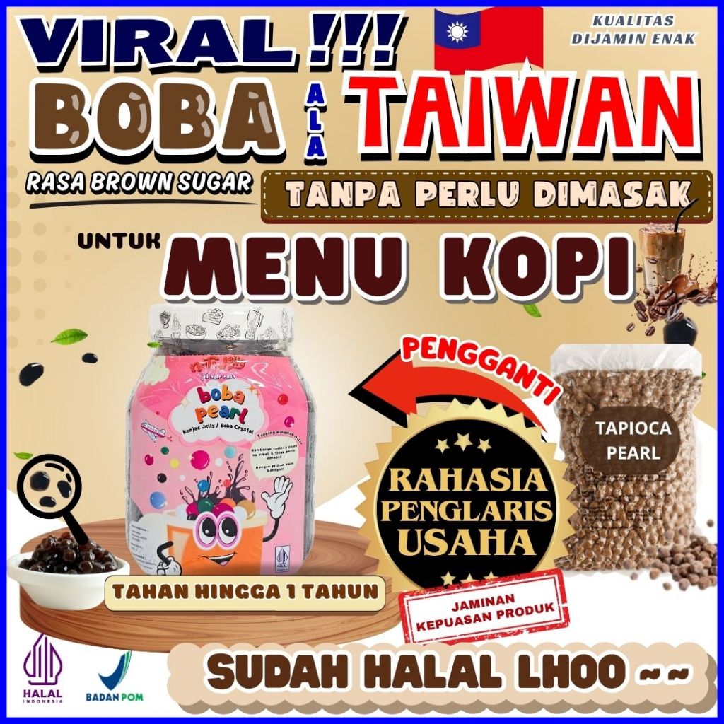 

BobaTapiocaPearlSiapSajiAndalan FRESH BUBBLE STRAW Sedotan Boba Big Straw - Boba Pearl Brown Sugar 500 Gram | Cocok Untuk Semua Jenis Minuman