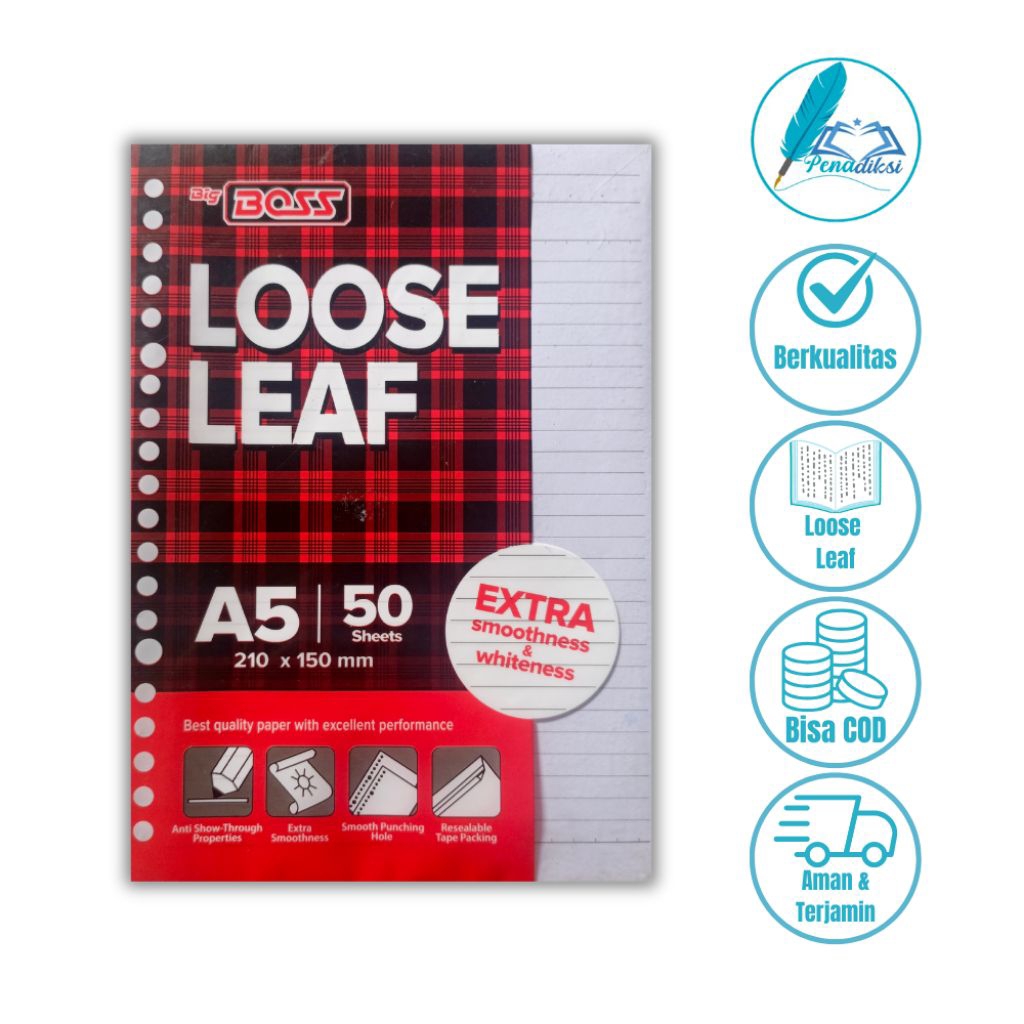 

Big Boss Loose Leaf A5 50 Sheets 20 Holes/Lubang