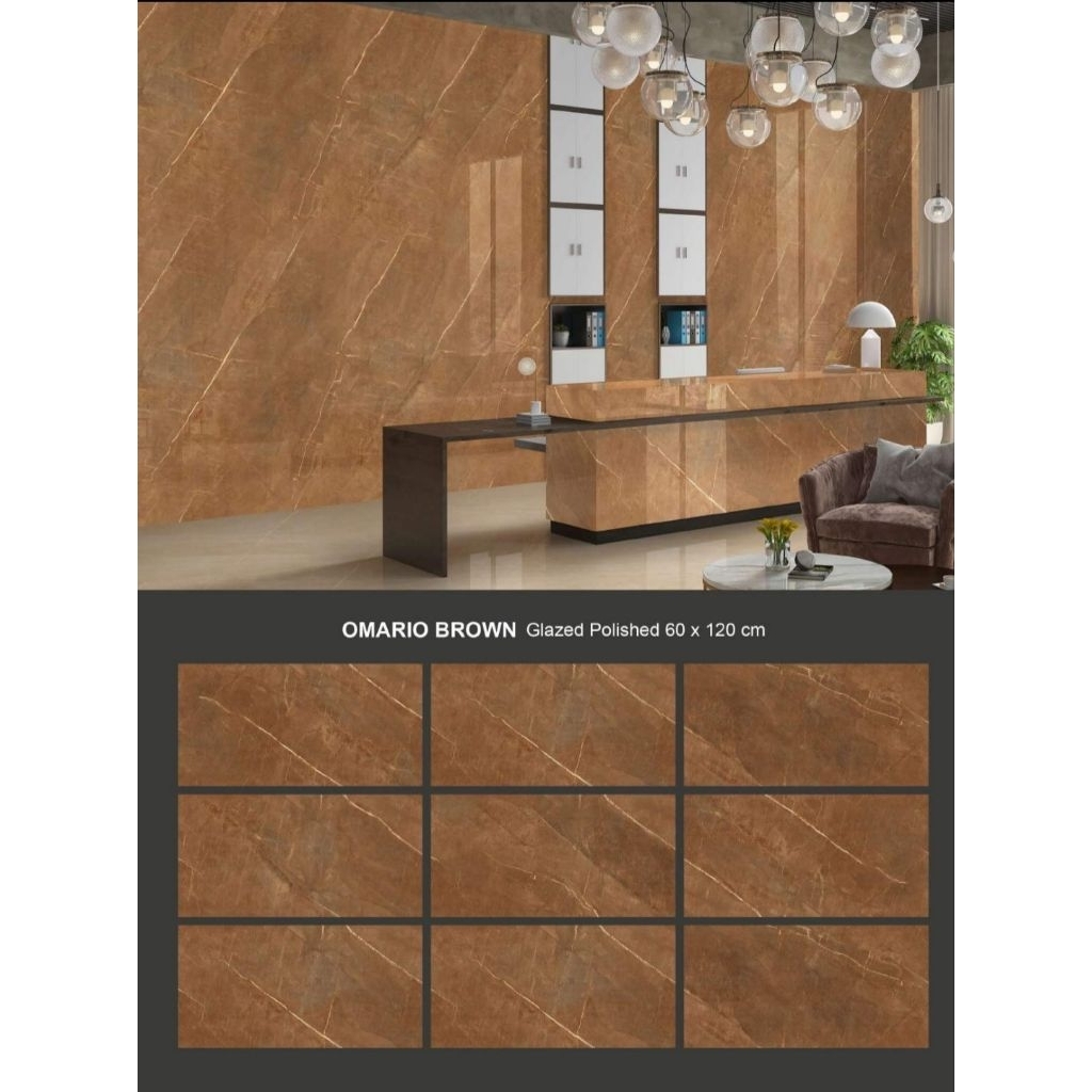 GRANIT MEREK VALENTINO GRESS TYPE OMARIO BROWN UKURAN 60X120 GLAZED POLISHED