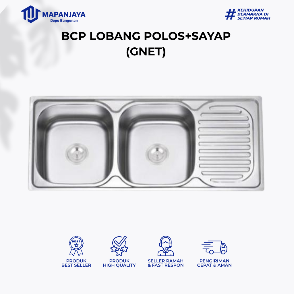 Bak Cuci Piring lobang Polos+Sayap GNET