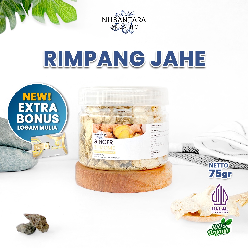 

Nusantara Organic Jahe Kering Iris Dried Ginger Organik Masakan Kualitas Terbaik 75gr