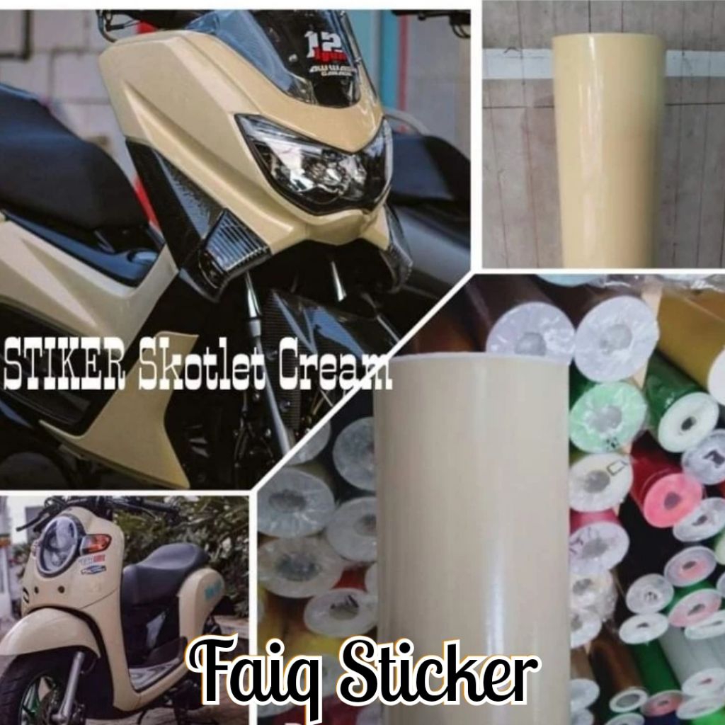sticker skotlet motor warna cream skotlet sepeda motor