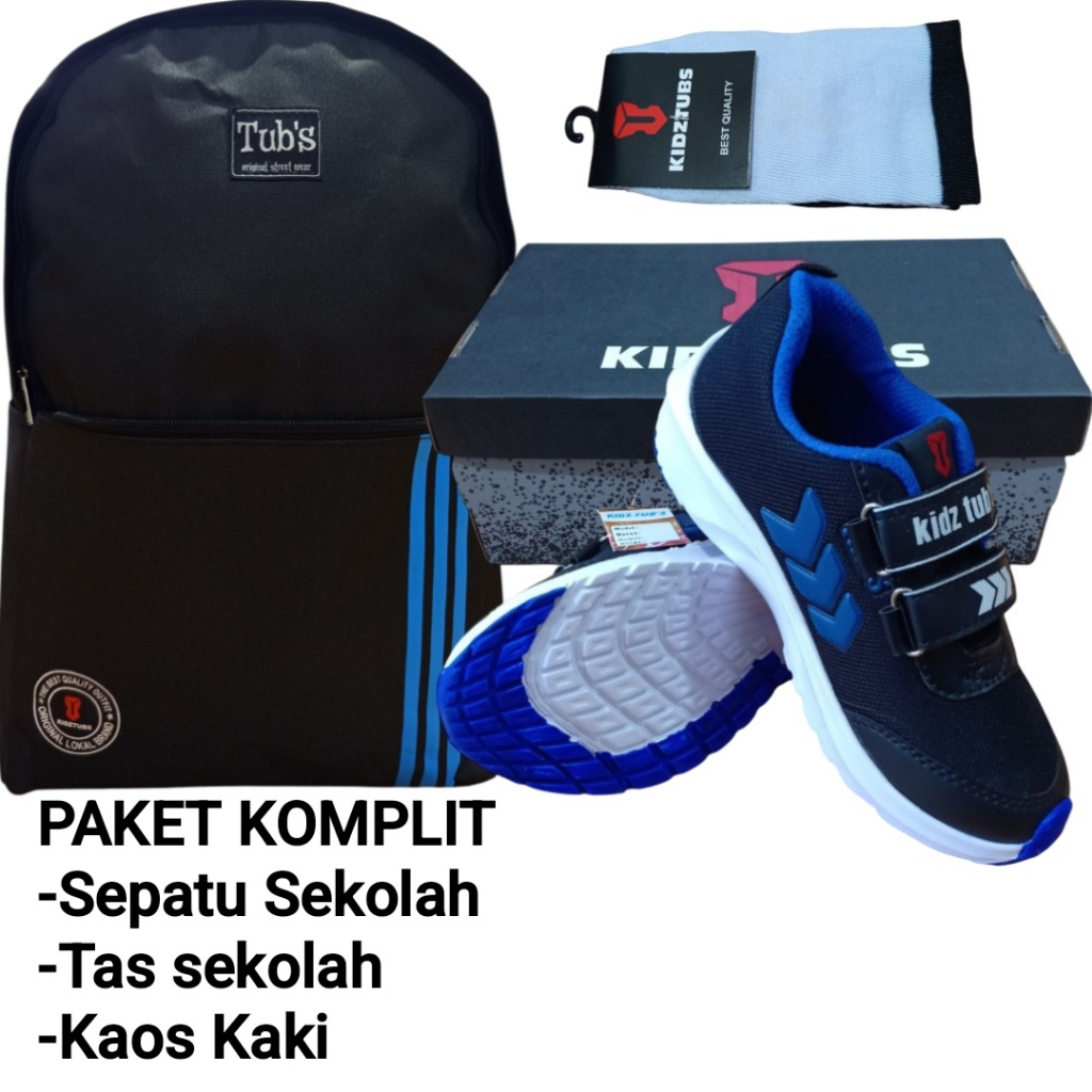 KIDZTUBS Sepatu Sekolah Anak Paket Komplit Sepatu Sekolah + Tas Sekolah + Kaos Kaki TUBS1857022825